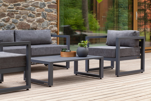 Набор садовой мебели CAPRI / 4 предмета: диван, 2 кресла, столик / серый (S4A) фото 6