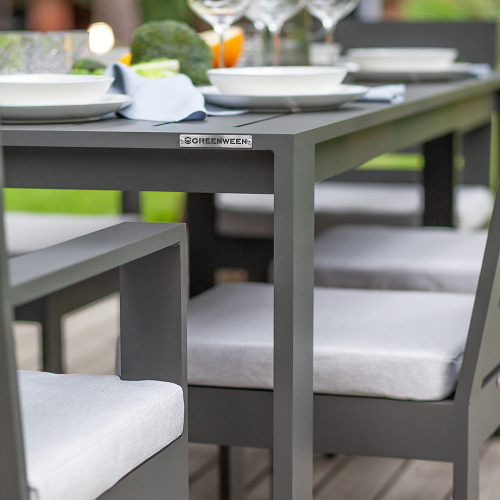 Набор садовый обеденный KORFU / 7 предметов: стол 180*87, 4 стула без и 2 с подлокот-ми / серый (S5) фото 5