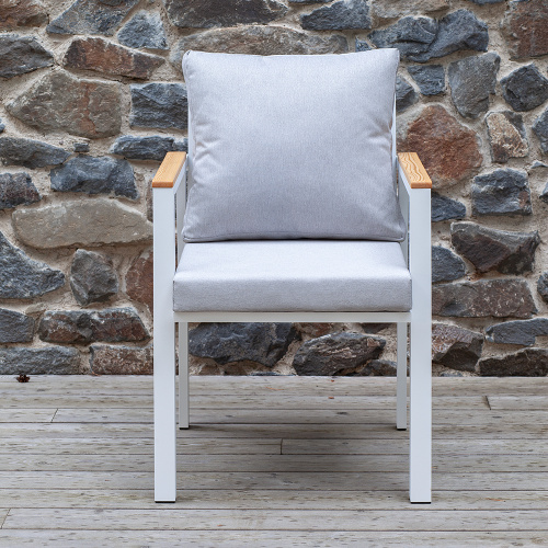 Набор садовый обеденный SANTORINI / 7 предметов: стол 180*98 и 6 стульев / белый/светло-серый (S5) фото 6