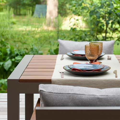 Набор садовый обеденный SANTORINI / 5 предметов: стол 150*87 и 4 стула / бежево-серый/серый (S3) фото 4