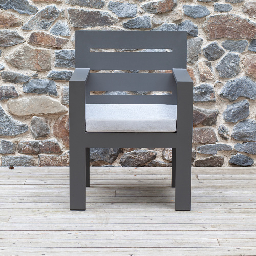 Набор садовый обеденный KORFU / 7 предметов: стол 180*87, 4 стула без и 2 с подлокот-ми / серый (S5) фото 7