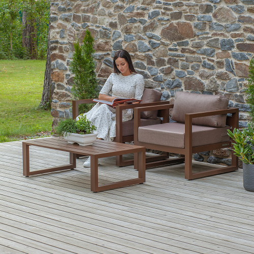 Набор садовой мебели CAPRI / 3 предмета: 2 кресла, столик / коричневый (S2B) фото 2