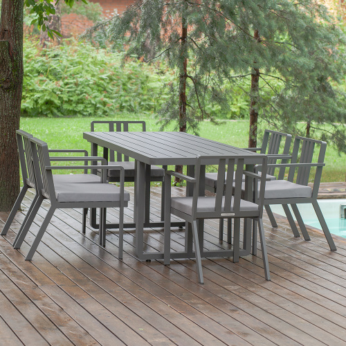 Набор садовый обеденный AMALFI / 7 предметов: стол 198*87*77 и 6 стульев / LAVA/STONE (S5) фото 6