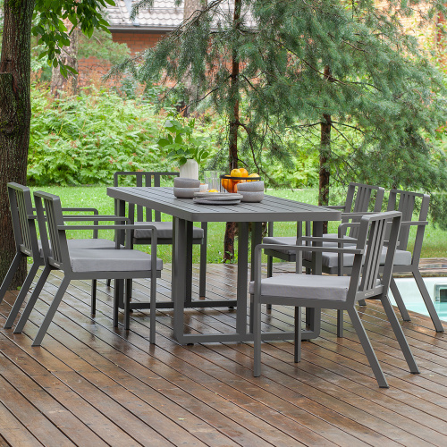 Набор садовый обеденный AMALFI / 7 предметов: стол 198*87*77 и 6 стульев / LAVA/STONE (S5)