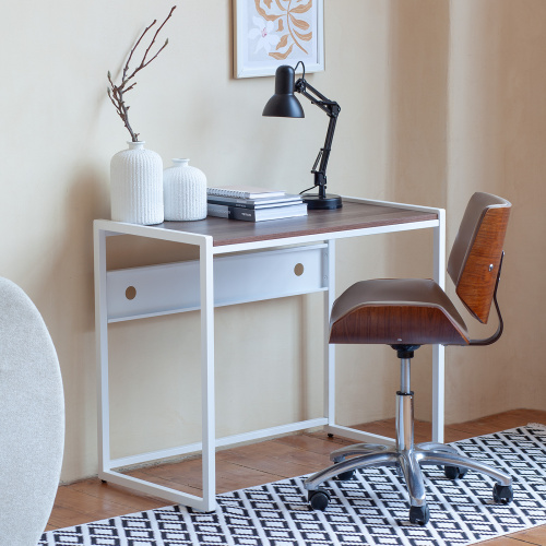 Стол письменный AGORA, 90*50*76,5, белый, ЛДСП Орех Табак