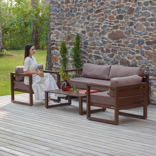 Набор садовой мебели CAPRI / 4 предмета: диван, 2 кресла, столик / коричневый (S4A) фото 2