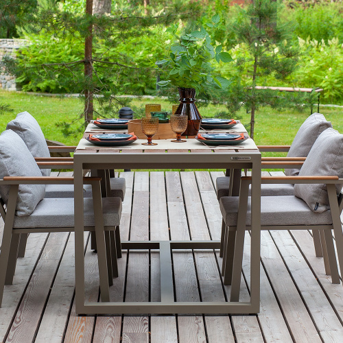 Набор садовый обеденный SANTORINI / 5 предметов: стол 150*87 и 4 стула / бежево-серый/серый (S3) фото 2