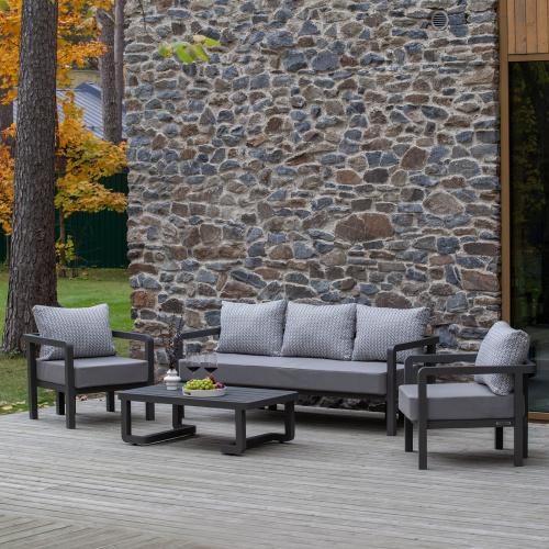 Набор садовой мебели AMALFI / 4 предмета: диван, 2 кресла, стол / LAVA/Stone (S4A)