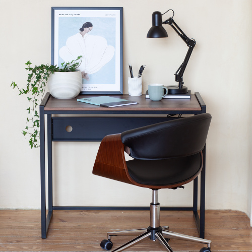 Стол письменный AGORA, 90*50*76,5, черный, ЛДСП Орех Табак фото 2