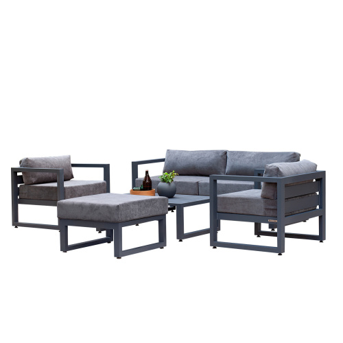 Набор садовой мебели CAPRI / 5 предметов: диван, 2 кресла, столик, пуф / серый (S5A) фото 15