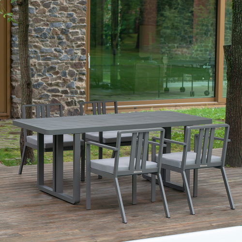 Набор садовый обеденный AMALFI / 5 предметов: стол 198*87*77 и 4 стула / LAVA/STONE (S4) фото 6