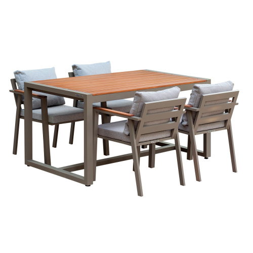 Набор садовый обеденный SANTORINI / 5 предметов: стол 150*87 и 4 стула / бежево-серый/серый (S3)