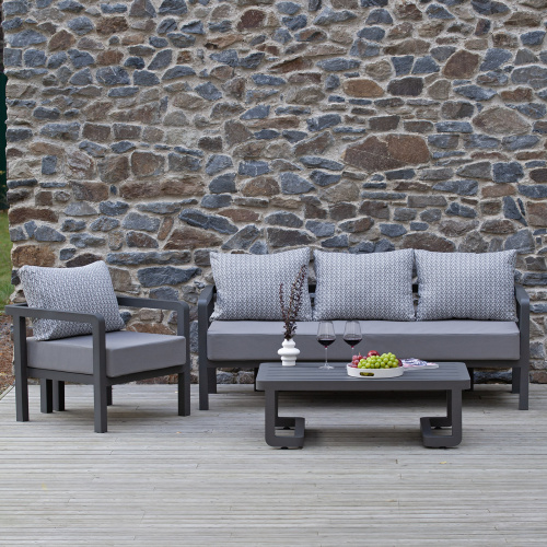 Набор садовой мебели AMALFI / 3 предмета: диван, кресло, стол / LAVA/Stone (S3)