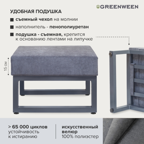 Набор садовой мебели CAPRI / 5 предметов: диван, 2 кресла, столик, пуф / серый (S5A) фото 8