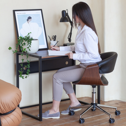 Стол письменный AGORA, 90*50*76,5, черный, ЛДСП Орех Табак