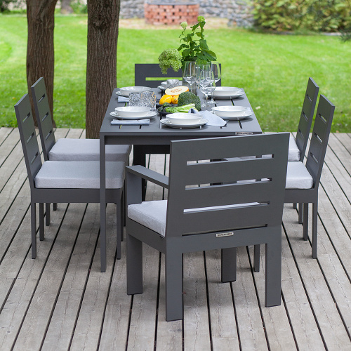 Набор садовый обеденный KORFU / 7 предметов: стол 180*87, 4 стула без и 2 с подлокот-ми / серый (S5) фото 4