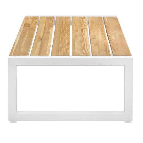 Cтол уличный журнальный SANTORINI, алюминий белый, дерево, 108,5*65*36,5 фото 10