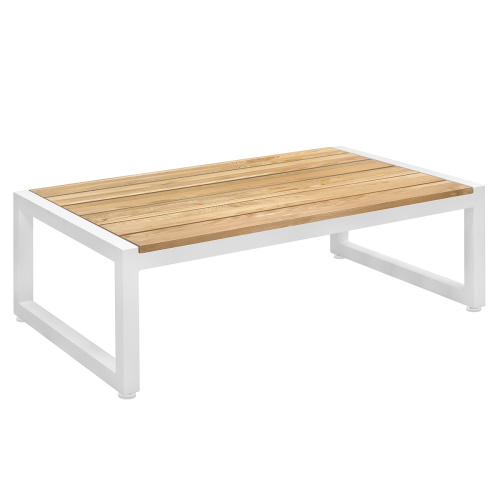 Cтол уличный журнальный SANTORINI, алюминий белый, дерево, 108,5*65*36,5 фото 8