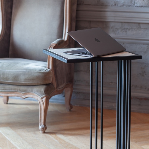 Cтолик кофейный приставной SOHO, черный, столешница керамика Ivory, 36,5*43*67 фото 2