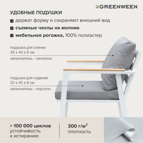 Набор садовый обеденный SANTORINI / 7 предметов: стол 180*98 и 6 стульев / белый/светло-серый (S5) фото 8