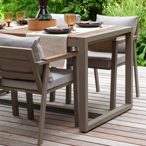 Набор садовый обеденный SANTORINI / 5 предметов: стол 150*87 и 4 стула / бежево-серый/серый (S3) фото 5