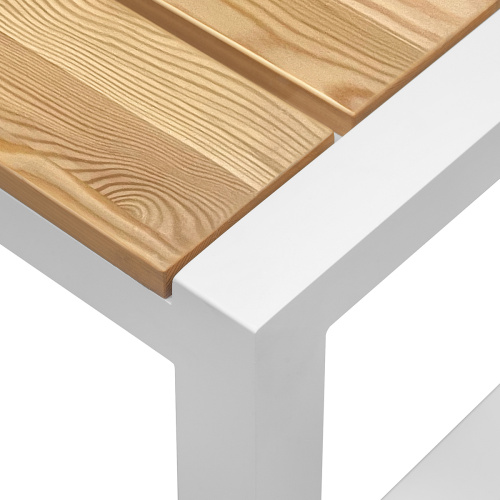 Cтол уличный журнальный SANTORINI, алюминий белый, дерево, 108,5*65*36,5 фото 11