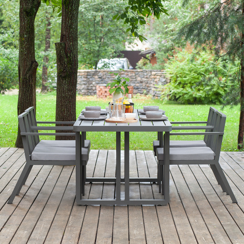 Набор садовый обеденный AMALFI / 5 предметов: стол 198*87*77 и 4 стула / LAVA/STONE (S4) фото 2