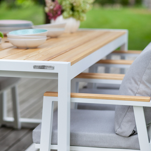 Набор садовый обеденный SANTORINI / 7 предметов: стол 180*98 и 6 стульев / белый/светло-серый (S5) фото 3