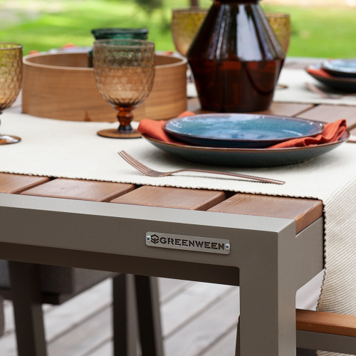 Набор садовый обеденный SANTORINI / 5 предметов: стол 150*87 и 4 стула / бежево-серый/серый (S3) фото 7