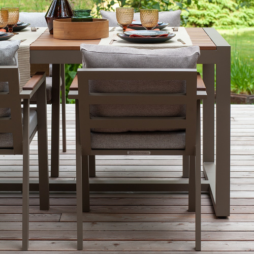 Набор садовый обеденный SANTORINI / 5 предметов: стол 150*87 и 4 стула / бежево-серый/серый (S3) фото 6