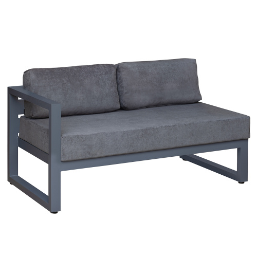 Диван уличный CAPRI модульный с левым подлокотником, алюминий цвет серый, темно-серый велюр фото 2