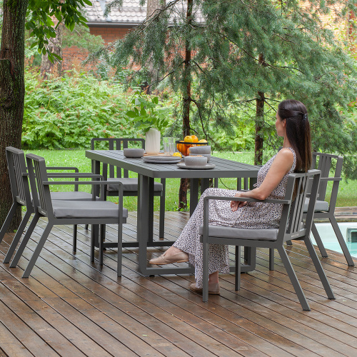 Набор садовый обеденный AMALFI / 7 предметов: стол 198*87*77 и 6 стульев / LAVA/STONE (S5) фото 2