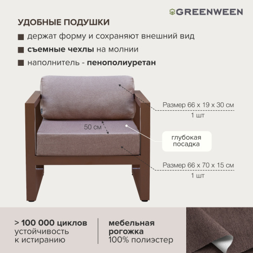 Набор садовой мебели CAPRI / 4 предмета: 2 кресла, столик, пуф / коричневый (S3B) фото 11