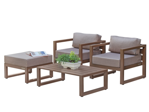 Набор садовой мебели CAPRI / 4 предмета: 2 кресла, столик, пуф / коричневый (S3B) фото 26