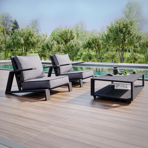 Набор садовой мебели KORFU / 4 предмета: диван, 2 кресла, столик / серый (S4A) фото 3