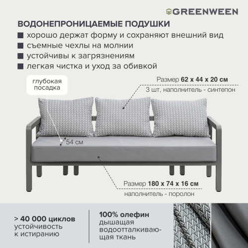 Набор садовой мебели AMALFI / 3 предмета: диван, кресло, стол / LAVA/Stone (S3) фото 13