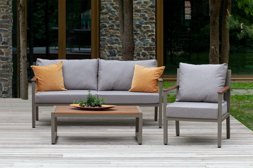 Набор садовой мебели SANTORINI / 3 предмета: диван, кресло, столик / бежево-серый/серый (S3)