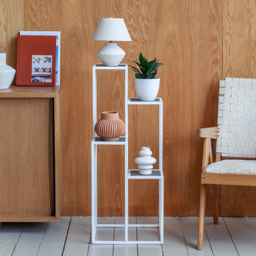 Столик подставка для цветов TORI, под 4 кашпо, белый, столешницы керамика Antracite, 40*40*100 фото 3