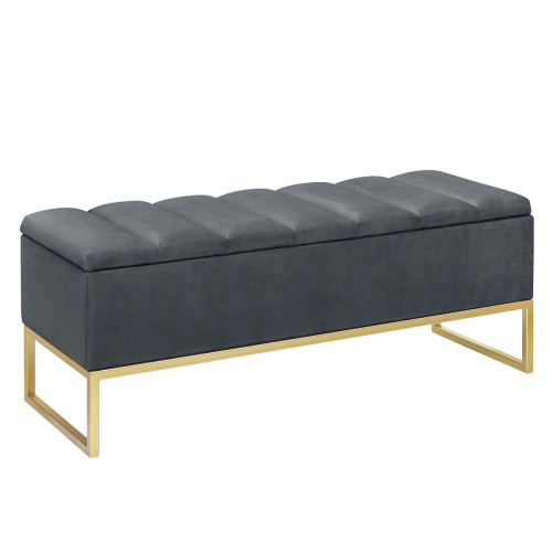 Банкетка CUBE, с ящиком для хранения, золотая, Mouse Grey, Bulon, 110*40*43,5 фото 2