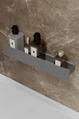 Полка для ванной комнаты CASA, 50 см, нерж. сталь, серая фото 2