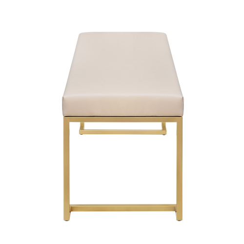 Банкетка OMEGA, золотая, экокожа Light Beige, 110*40*45 фото 9