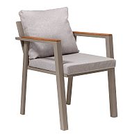 Стул уличный SANTORINI, c подушками, алюминий PECAN, рогожка BAHAMA ASH, 54*65*75