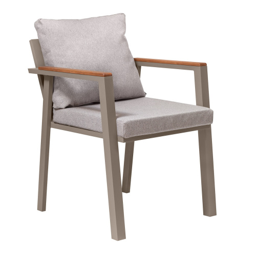 Стул уличный SANTORINI, c подушками, алюминий PECAN, рогожка BAHAMA ASH, 54*65*75