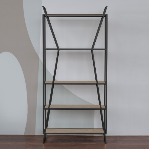 Стеллаж OSLO MINI, черный, ЛДСП Дуб Каселла, 80*33*171 фото 6