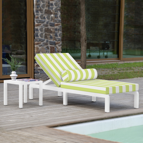 Шезлонг AMALFI, каркас алюминий цвет белый, подушки ткань водонепр. Green Stripes фото 2