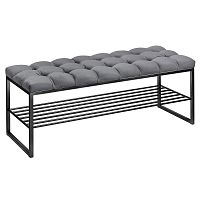 Банкетка RUBY, черная, обивка Mouse Grey, каретка