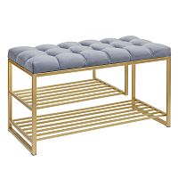 Обувница GARDA PLUS, золотая, Light Blue, каретная стяжка, 85*40*52