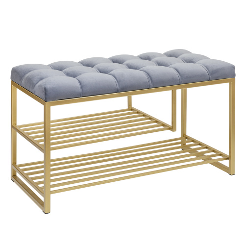 Обувница GARDA PLUS, золотая, Light Blue, каретная стяжка, 85*40*52