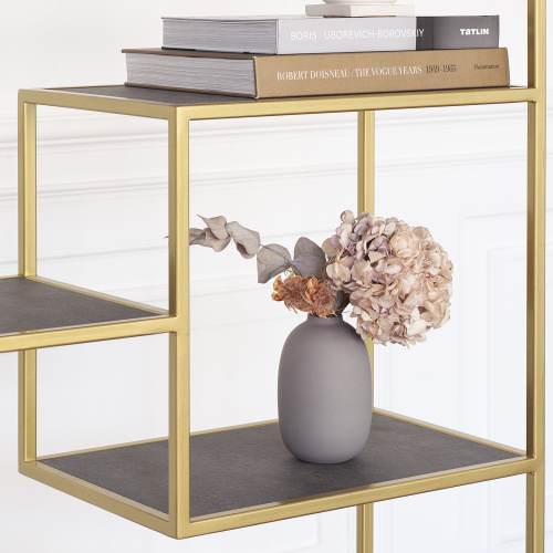 Стеллаж OLIVIA, золотой, полки керамика антрацит, 70*30*195,3 фото 5