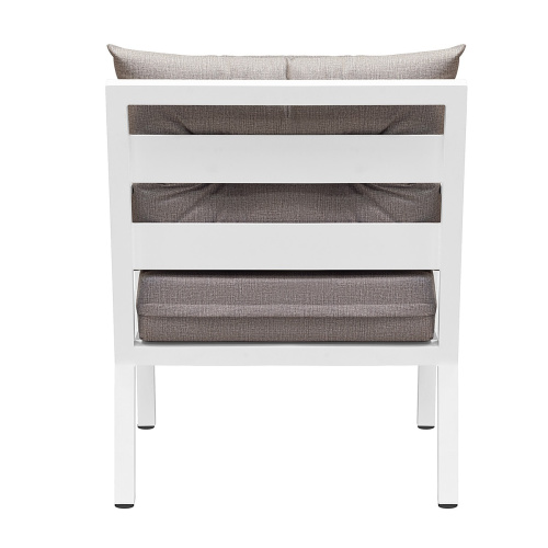 Кресло SANTORINI, белое, серая рогожка, тик фото 4